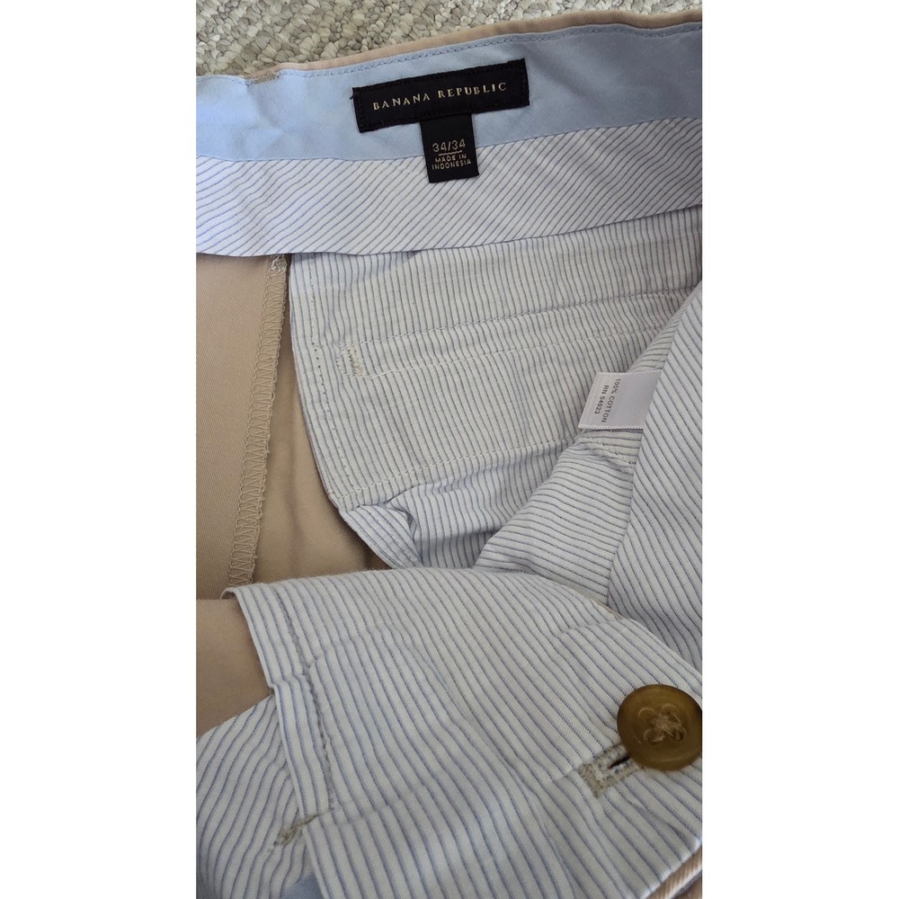 Banana Republic Mens Khaki Chino Pants Tan 100% Cotton 34x34 Straight Leg